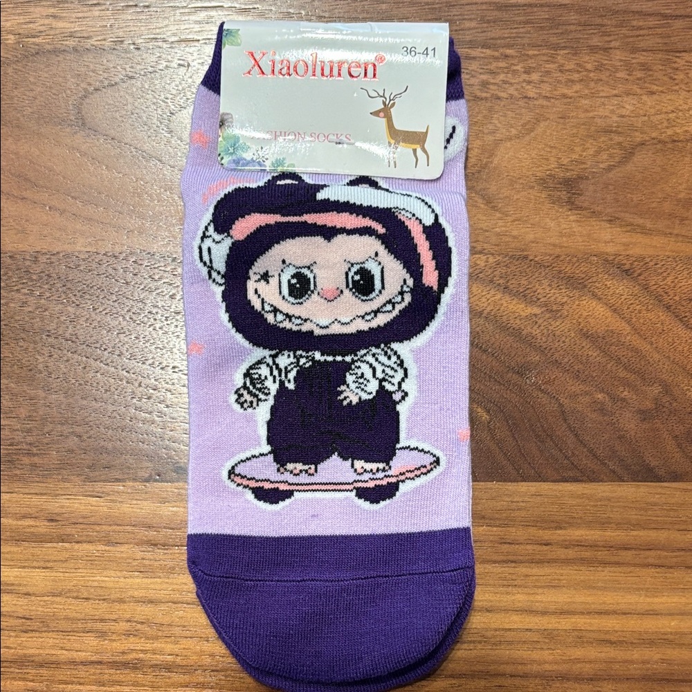 Purple Cartoon Character Socks